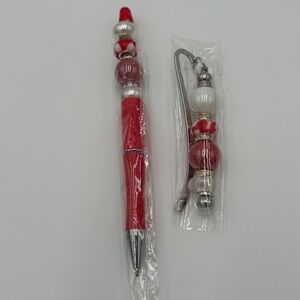 Red Beaded Pen and Bookmark Set with gift box